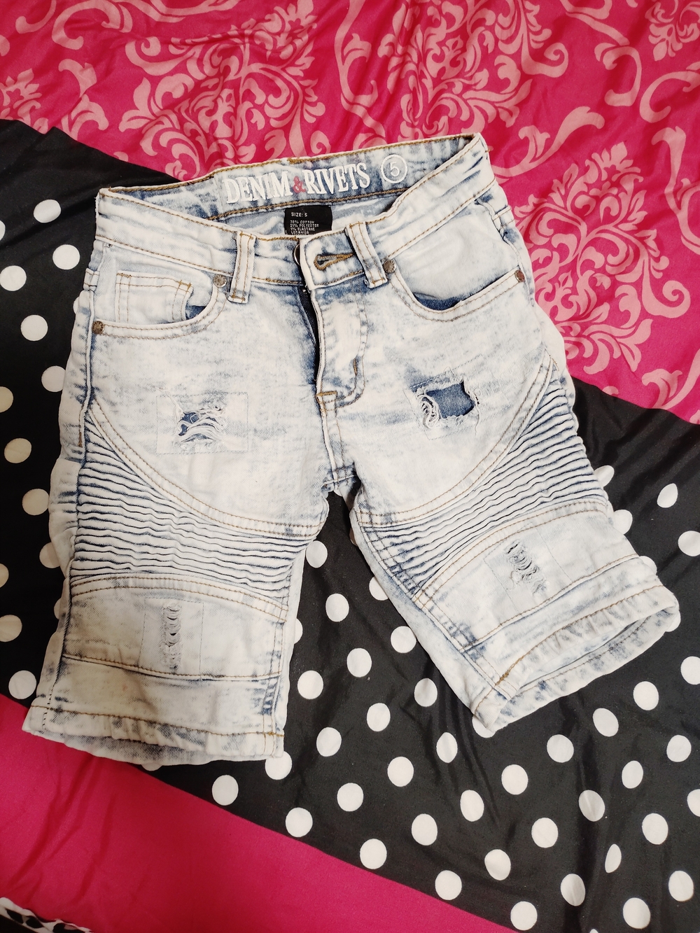 Women's Light Wash Distressed Biker Shorts